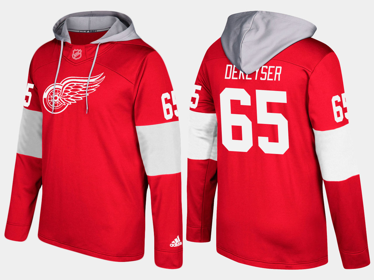 NHL Men Detroit red wings 65 danny dekeyser red hoodie